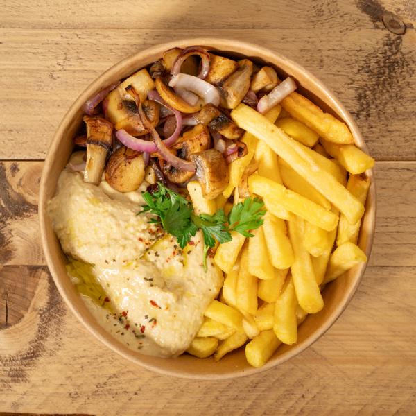 Batata Makle Hummus mit Champignon-Mix